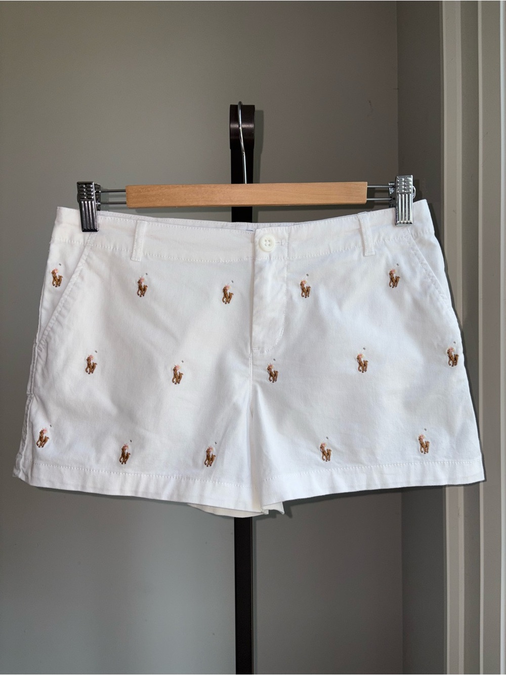 Polo Ralph Lauren Kid’s White Embroidered Shorts Size 16 Preppy Summer Coastal